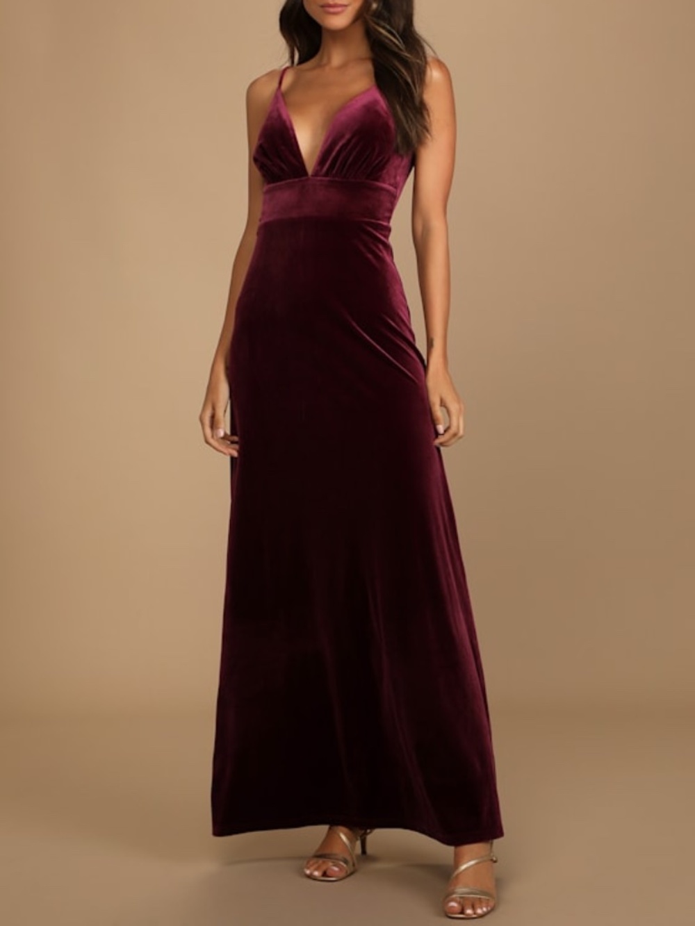 Lulus Night Of Elegance Burgundy Velvet Sleeveless Maxi Dress Red - Size S